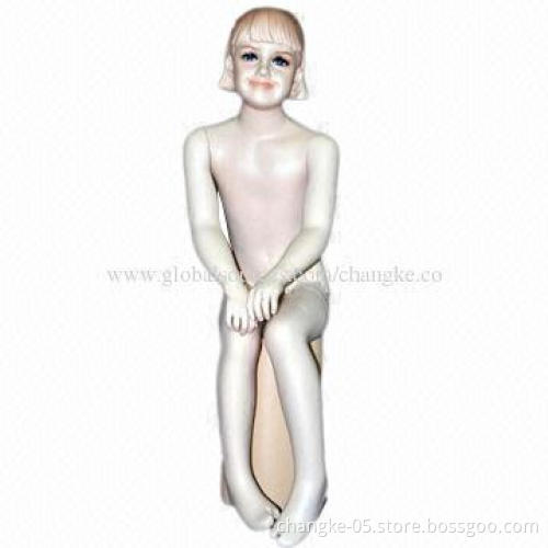 Children's Mannequin, Sitting Girl Design, with Wig, Durable and Eco-friendly